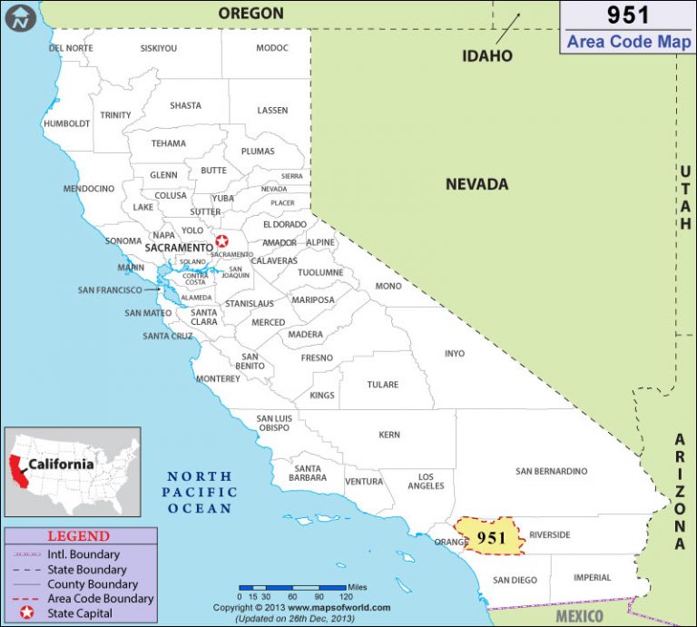 What is the 951 area code? Location, timezone, history.